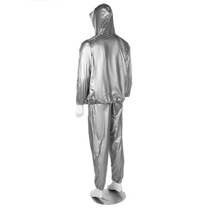 Traje de sauna plateado personalizado con capucha para hombre, traje de sudoración para pérdida de peso, gimnasio, entrenamiento físico, chándal impermeable, conjunto al por mayor - Product Image 2