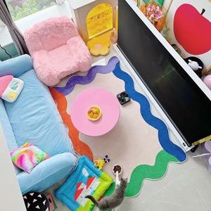 Tappeto Moderno Grande con Design a Onde, Morbido Imitazione Cashmere, Spessore 10mm, 1000g/mq, Motivi Astratti Colorati per Soggiorno, Set da 3 - Product Image 2