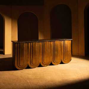 Mesa Consola Moderna de Mediados de Siglo, Base de Madera Sólida, Mueble de Entrada Hecho a Mano - Product Image 6
