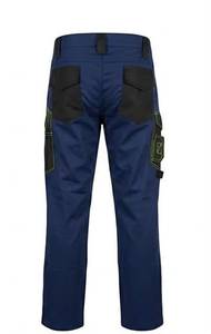 Pantalones de Trabajo Azules para Hombre con Bolsillos Reforzados Negros y Ribete Verde, Uniformes de Poliéster Resistentes a la Abrasión - Product Image 2