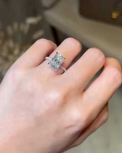 4.5 Carat Elongated Radiant Cut Lab Grown Diamond Engagement Anniversary <b>Ring</b> for Women | Hidden Halo <b>Solitaire</b> Wedding <b>Ring</b> - Product Image 2