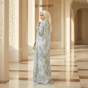 Shouqin Alayla - Elegante Vestido Largo Musulmán de Satén de Seda con Botones Delanteros para Mujer, Manga Larga, Abaya Modesta, Tallas Grandes XS-XXL - Product Image 3