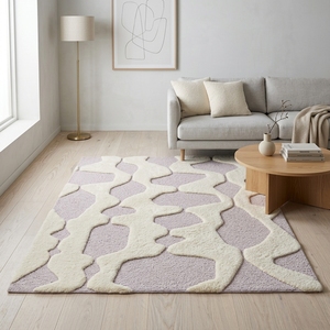 Alfombra de lujo de lana abstracta con mechones, de pelo cortado de altura variable, alfombra personalizada, fabricante mayorista - Product Image 4
