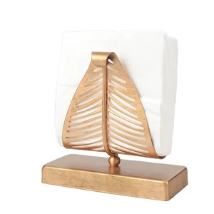 Vintage Gold Metal Leaf <b>Tissue</b> <b>Holder</b>, Eco-Friendly Decorative Napkin Stand for Dining Table, <b>Kitchen</b>, Hotel & Home Decor - Product Image 3