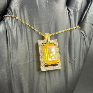 Colgante de Topacio en Plata 925 con Moissanita y Halo de Diamantes, Corte Esmeralda, Estilo Hiphop, Unisex, Regalo, Joyería de Aleación - Product Image 5