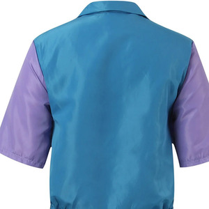Ensemble de shorts sportifs pour femmes avec blocs de couleur, col rabattu zippé, manches courtes, tenue en satin deux pièces, vêtements de printemps et d'été - Product Image 5