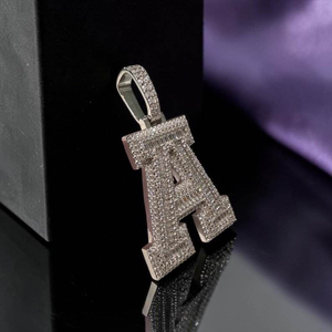 Luxury Moissanite Letter A Pendant 925 <b>Silver</b> <b>Necklace</b> Iced Out Alphabet Charm Sparkling Statement Fashion Jewelry Piece - Product Image 2