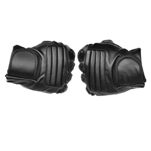 Gants de moto en cuir noir mi-doigts, longueur poignet, respirants, compatibles écran tactile, écologiques, style sportif pour le sport - Product Image 1