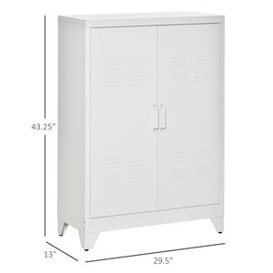 Mobiletto Bianco a 2 Ripiani in Acciaio con Scaffali Regolabili per Soggiorno e Ufficio - Product Image 3
