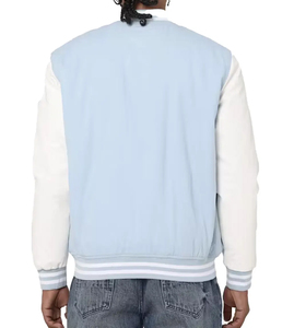 Genuine Leather Sleeves <b>Wool</b> Varsity University Jacket Baseball Basketball Varsity Jacket For Men's Wholesales - Product Image 2