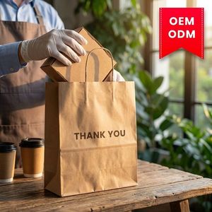 Bolsa de Papel Kraft Personalizada con Asas Planas, Impresión Offset, Biodegradable, para Envasado de Alimentos, OEM ODM Disponible - Product Image 1