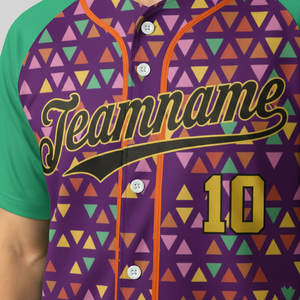 Maillot de baseball unisexe avec logo brodé par sublimation, respirant, manches courtes, design color block, nom et numéro de l'équipe - Product Image 5