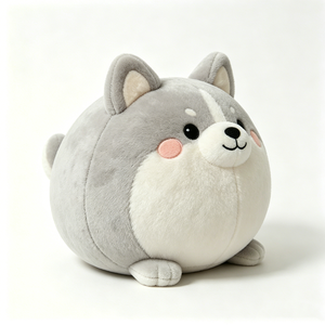 Customize round husky plush toy chubby Shiba Inu plushie grey and white dog stuffed animal <b>squishy</b> husky pillow - Product Image 2