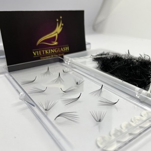 Extensions de cils individuels, courbure M, longueurs mixtes, bouquets préfabriqués, base lâche, effet naturel, longs, faits à la main - Product Image 4