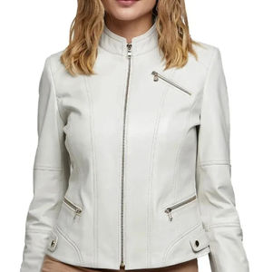 Chaqueta de Cuero para Mujer, Hecha a Medida, de Piel de Oveja Cruda, con Mangas Acolchadas, Transpirable, Teñida en Color Liso, para Otoño - Product Image 5