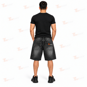 <b>Mens</b> Denim <b>Shorts</b> <b>Black</b> Denim premium <b>black</b> denim fabric Casual <b>Short</b> Pants modern street fit for <b>black</b> streetwear casual <b>Shorts</b> - Product Image 4