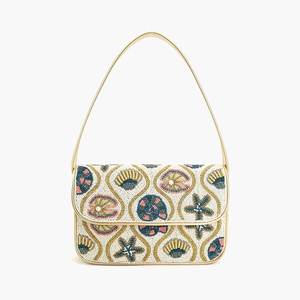 Handcrafted Luxury Beaded Sling Shoulder Bag Vintage Style Embroidery <b>Charm</b> Purse Women's Artistic Beaded Shoulder Handbag Flora - Product Image 1