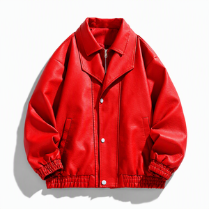 Chaqueta de cuero personalizada para hombre, estilo moderno con botones, exterior de cuero, bordado personalizado, parche de chenilla e interior acolchado. - Product Image 1