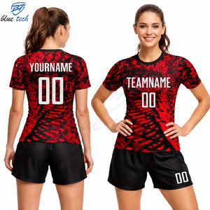 Ensemble d'uniformes de football personnalisés pour femmes, respirant, maillot et short de football sublimés, OEM, nom et numéro d'équipe personnalisés, 100% polyester - Product Image 1