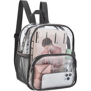 Sac à dos transparent avec poches latérales en filet, coussin d'air, bretelles légères et confortables, poche avant zippée, sac d'école - Product Image 2
