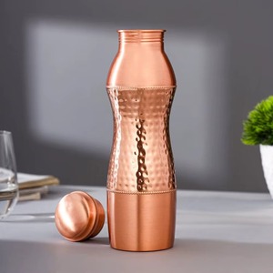 Botella de Agua de Cobre Puro Premium, a Prueba de Fugas, Recipiente de Cobre Ayurvédico para la Salud, Botella de Agua Deportiva sin Costuras de 1000 ml para Yoga y Oficina - Product Image 5