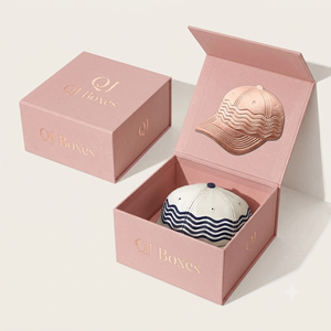 Boîte cadeau pour casquette de baseball avec logo personnalisé en relief, fermeture magnétique étanche, matériaux recyclés écologiques, avec doublure en éponge - Product Image 6