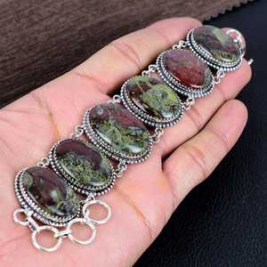 Dragon Blood Jasper <b>Bracelet</b> 925 Sterling <b>Silver</b> Plated Boho Handmade Gemstone Jewelry Statement Gift - Product Image 6