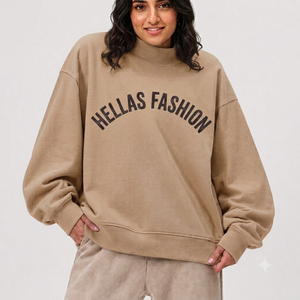Sudadera Casual de Invierno para Mujer, Cuello Alto, Ligera, de Algodón y Felpa, Mangas Largas, Puños Acanalados, Marca Hellas Fashion Premium - Product Image 1
