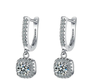 925 Sterling <b>Silver</b> Round Cut Moissanite <b>Earrings</b> Gift For Anniversary & <b>Wedding</b> - Product Image 3