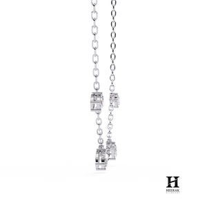 Collier en or blanc 18 carats avec plusieurs pendentifs en diamants ovales, bijoux fins - Product Image 4