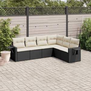 Ensemble de canapés de jardin noirs en rotin PE, mobilier d'extérieur, coussins imperméables, design contemporain - Product Image 3