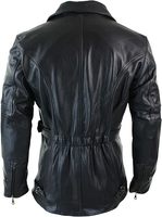Manteau long en cuir noir pour homme, ceinturé, style motard, en véritable peau de mouton, coupe ajustée, veste de motard, vêtement d'extérieur chaud pour l'hiver