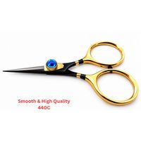 Ciseaux de coupe pour ligne de pêche en gros avec poignées dorées décoratives et bijoux bleus, personnalisation de la marque et emballage disponibles