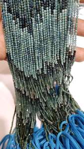 Perles rondes facettées en Grandidierite naturelle, couleur ombrée, 2,5 mm, vendues par brin de 13 pouces de long - Product Image 2