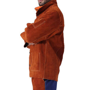 Leather Welding <b>Work</b> Jacket Quick Leather Flame Retardant <b>Waterproof</b> Heavy Duty Split Cowhide 500C-1000C Heat Resistance - Product Image 2