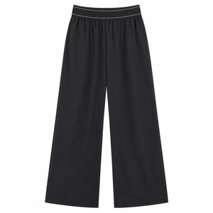 Custom Logo Women New Relaxed High <b>Waist</b> <b>Elastic</b> Ribbon Casual Loose Wide Leg Breathable Eco-Friendly Spandex/Polyester - Product Image 4