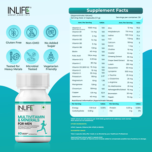 Multivitaminas y Minerales para Hombres, 60 Cápsulas Vegetarianas, Extracto de Ginseng, Aminoácidos, Mezcla de Vitaminas y Minerales - Product Image 3