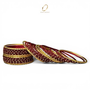 Elegant High Selling Kids Maroon <b>Red</b> Plated Crystal Stainless Steel Fashion Bangles Indian Jewelry Set for Girls Party Wedding - Product Image 4
