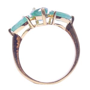 Wedding Wear 925 Sterling Silver 14K Gold Plated Channel Setting <b>Emerald</b> Gemstone Women Classic <b>Ring</b> - Product Image 3