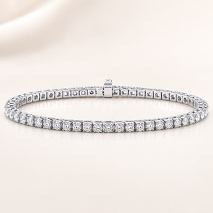 Pulsera de tenis de oro blanco de 14 quilates con diamantes auténticos de talla brillante |   Joyería Fina de Lujo Clásica para Mujer, Regalo de Aniversario de Bodas - Product Image 1