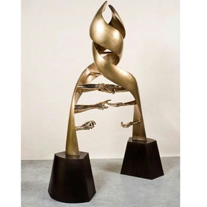 Sculpture abstraite en laiton et aluminium, art décoratif en métal, statue décorative, figurine en métal pour hôtel, décoration de table à domicile - Product Image 2