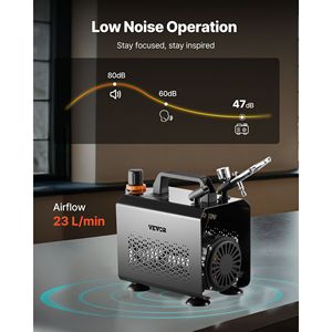 Kit Aerografo 1/6 HP con Aerografo Professionale a Doppia Azione e 3 Punte, Tubo e 1 Compressore per Vernice Acrilica, Aerografi Professionali - Product Image 5