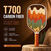 Pala de Pickleball de Fibra de Carbono T700 de 13-16 mm, Prensada en Frío, Diseño Elegante, Suministro Directo de Fábrica, Marca Privada para Importadores