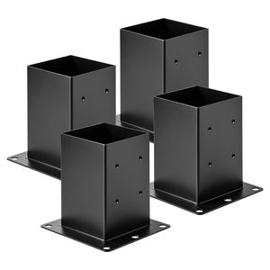 Pali per Pavimentazione in Acciaio al Carbonio 6x6 Resistenti, Staffe per Pali 4x5.6x5.6 Pollici, Base per Pali in Legno 142x142 mm, 4 Pezzi con Dimensioni Interne - Product Image 1