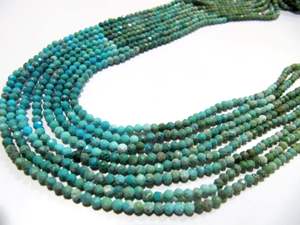 Perles facettées rondes en turquoise naturelle bleue de 3 mm, brin de 13 pouces de long - Product Image 4