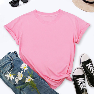 Women's <b>Red</b> Cotton T-Shirt Loose Fit Casual Solid Color Jersey <b>Top</b> Spring Summer Wear - Product Image 2