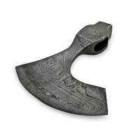 Burraq Hachette de fendage à dos plat en acier Damas, qualité industrielle supérieure, faite à la main, avec étui en cuir, pour le camping