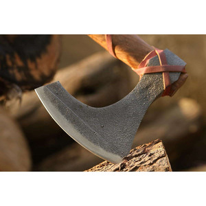 Hache en acier de Damas avec tête en acier au carbone, hache large de qualité industrielle, manche en bois, hache de menuiserie en acier de Damas à vendre - Product Image 5