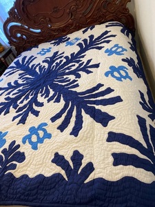 Beautiful Vintage Dark Blue Color Turtule Patterned 100% Cotton Material Eco-friendly Hawaiian <b>Quilts</b> Home Hotel <b>Bedding</b> Decor - Product Image 5
