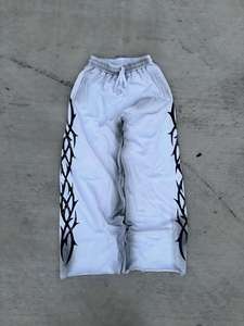 กางเกงขายาวทรงตรงเอวสูงลายสก็อตสีดำพิมพ์ลายสกรีนแบบสั่งทำพิเศษ - Product Image 5